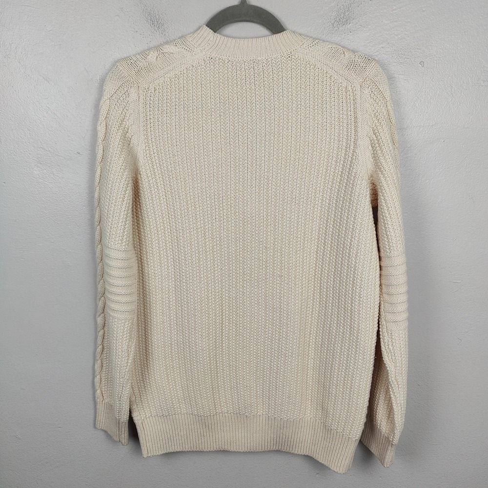 Vintage Gap Cable Knit Cardigan Sweater Womens Small Cream Cotton Wool Preppy - Picture 4 of 8